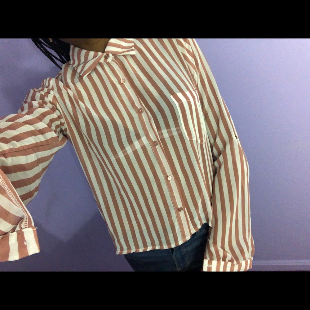 Long sleeve stripped flowy shirt